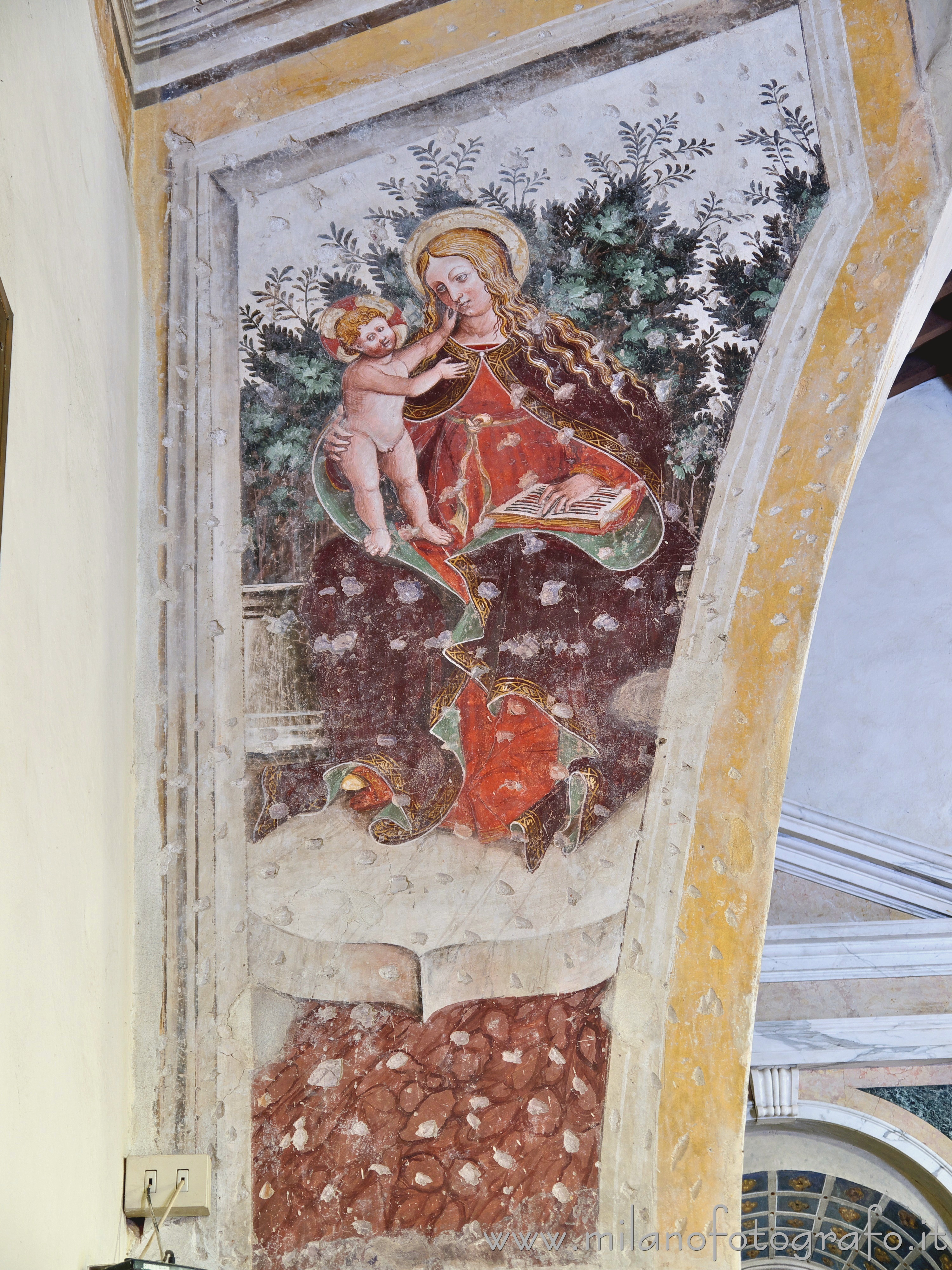 Trezzano sul Naviglio (Milan, Italy) - Fresco of Virgin with Child in the Church of Sant'Ambrogio